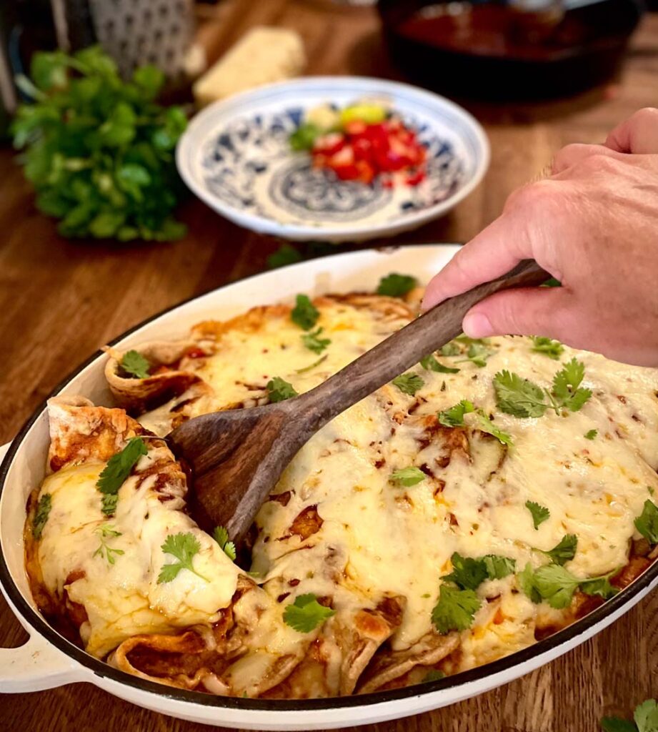 Homemade creamy Chicken enchiladas