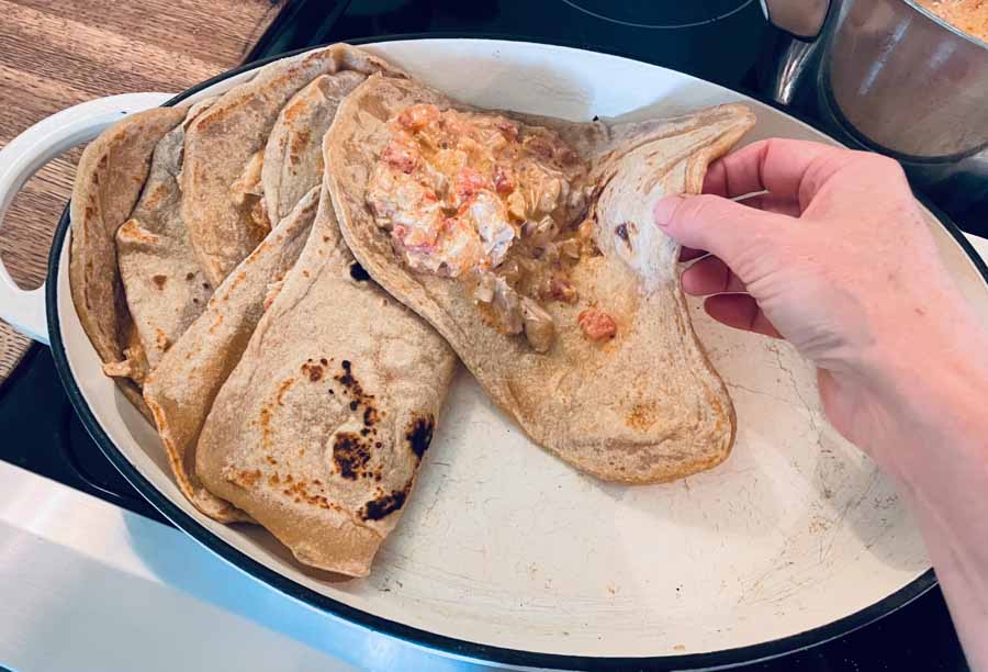 Homemade creamy Chicken enchiladas