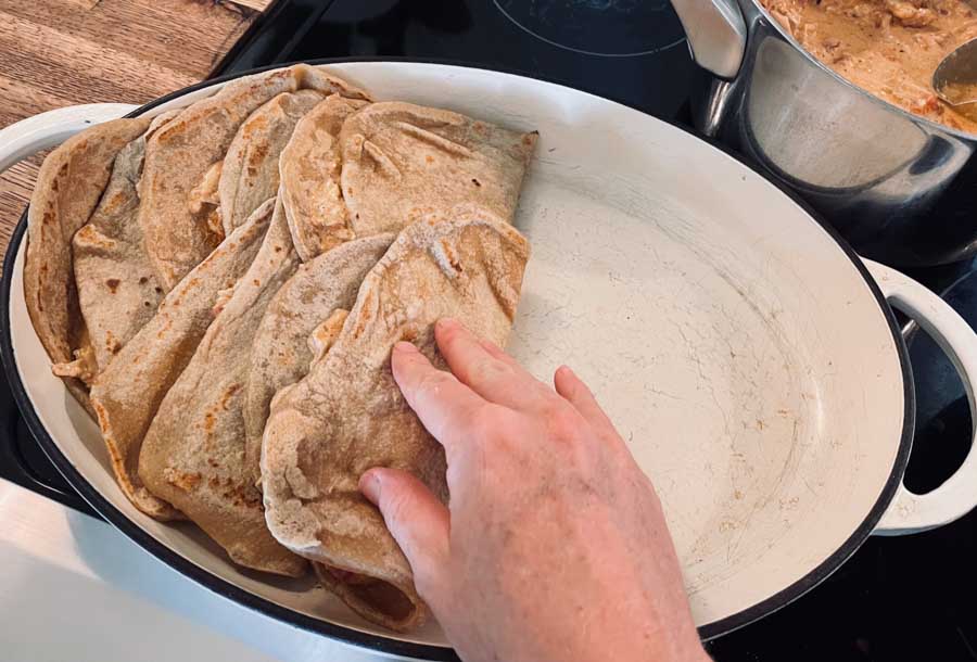 Homemade creamy Chicken enchiladas