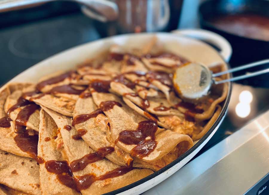 Homemade creamy Chicken enchiladas