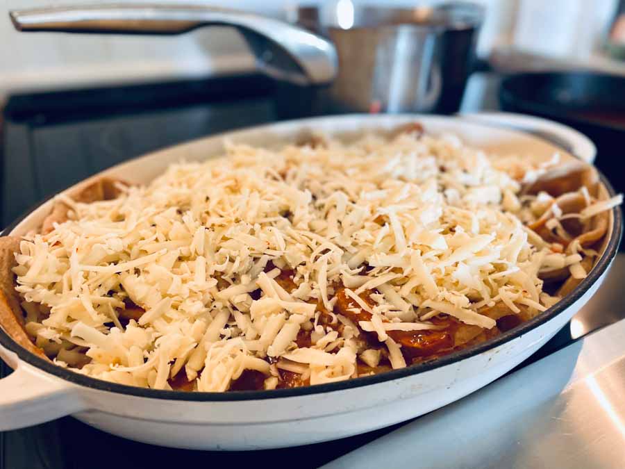 Homemade creamy Chicken enchiladas