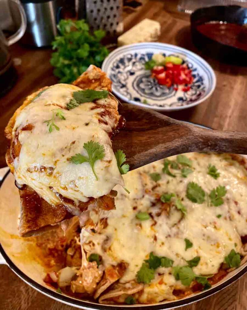 Homemade creamy Chicken enchiladas