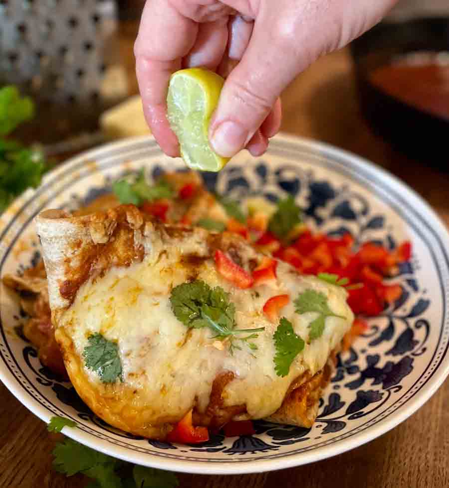 Homemade creamy Chicken enchiladas